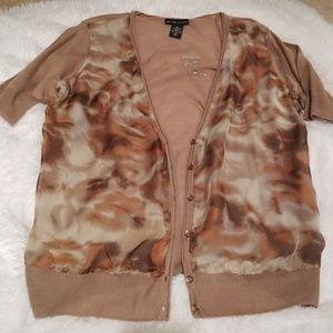 New York & Company Short Sleeve Button Down Cardigan